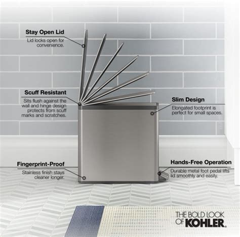 Kohler 20957 ST Bote de basura pequeño de 2 5 galones con tapa de