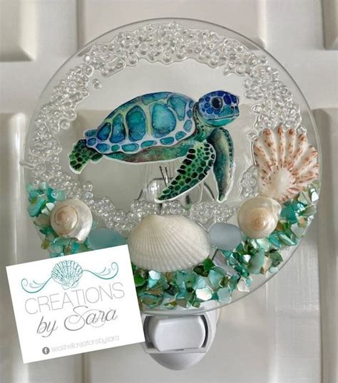 Per Order Sea Turtle Seashell Beach Night Light Etsy Shell Crafts