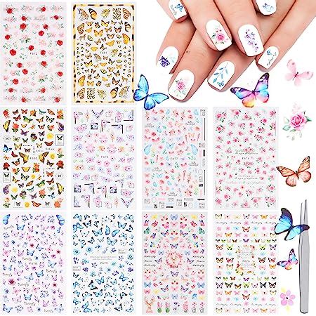 10 Blatt Nagelsticker Selbstklebend Nail Art Stickers Frühling Sommer