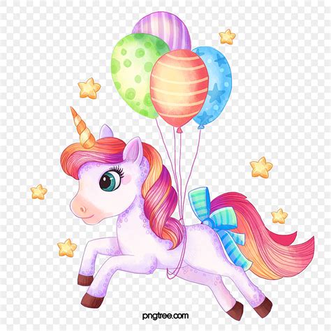 Unicorn Balloon PNG Picture Cute Unicorn Playing With Balloons