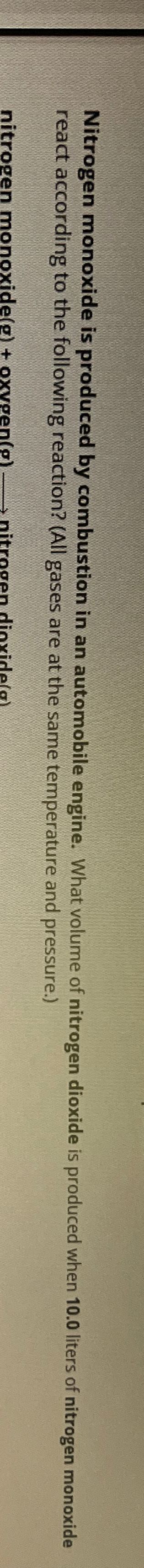 Solved Nitrogen monoxide is produced by combustion in an | Chegg.com