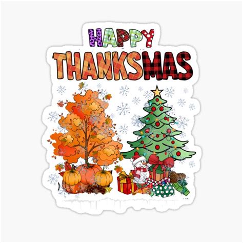 "Funny Happy Thanksmas Cute Thanksgiving and Christmas Trees" Sticker for Sale by ZANNIX | Redbubble