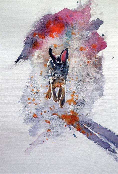 Running Rabbit Painting By Kovacs Anna Brigitta Fine Art America