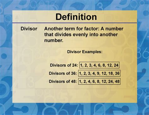 Definition Factors And Multiples Divisor Media4Math