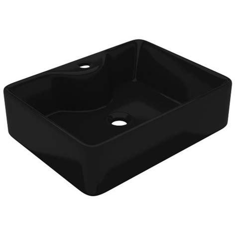 Lavabo De Cermica Cuadrado Con Orificio De Grifo desag¹e Negro con