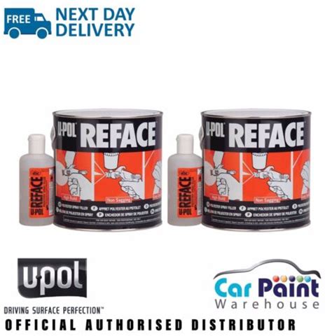 2 X UPOL Reface Polyester Spray Filler 1L Hardener Kit Free Next Day