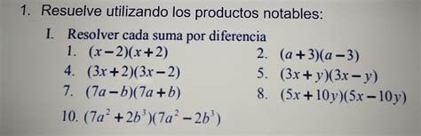 Solved Resuelve Utilizando Los Productos Notables I Resolver Cada