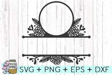 Floral Split Monogram Frame Svg Dxf Png Eps Cutting Files 67532 Svgs Design Bundles