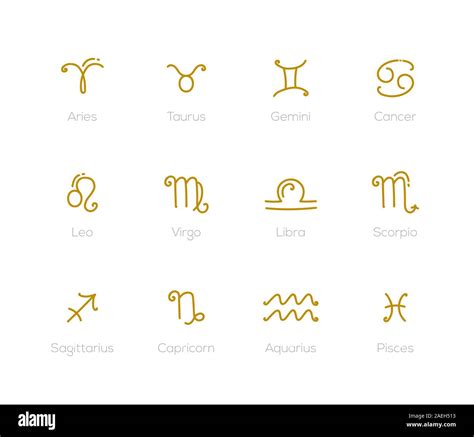 Los signos del zodíaco conjunto de doce símbolos astrológicos Imagen