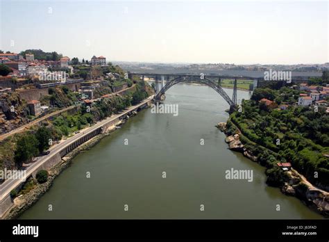 Porto Railway Bridges Over The Douro Stock Photo Alamy