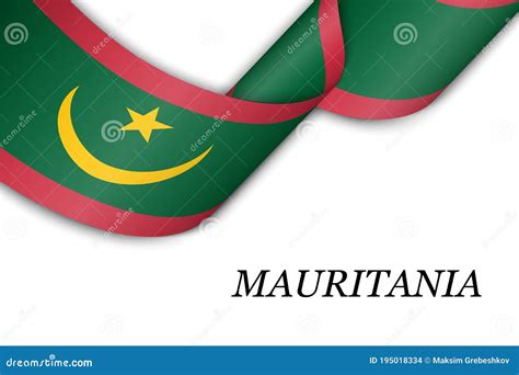 Waving Ribbon Or Banner With Flag Of Mauritania Stock Illustration