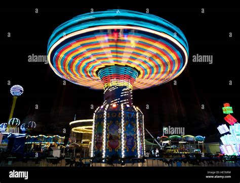 Merry Go Round Carousel Spinning Fast Creating Wonderful Light Trails