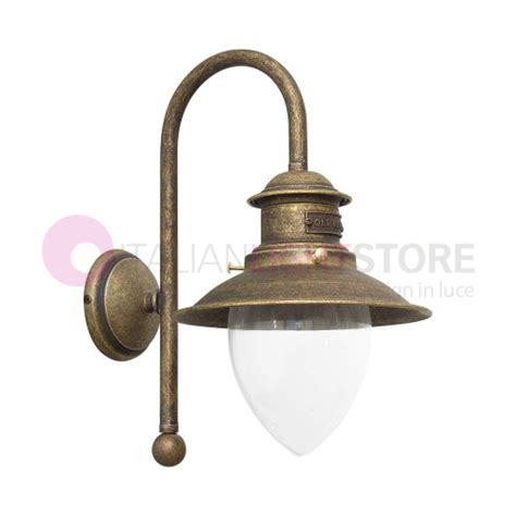 Applique Lampada Da Esterno Ottone Invecchiato Stile Nautico Marino