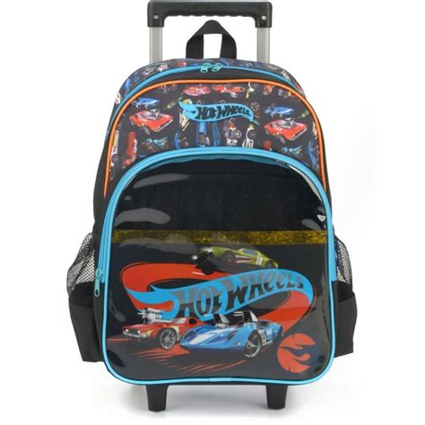 Mochila Rodinha Hot Wheels Grande Preta Luxcel Shopee Brasil