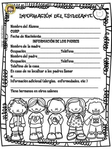 Datos personales niños Información del estudiante Educacion