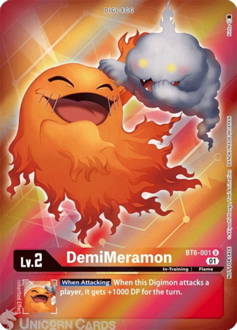 BT6 001 P1 DemiMeramon Uncommon Alternative Art Mint Digimon Card