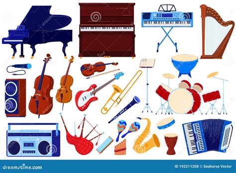 Acoustic Music Instrument Orchestra Audio Concert Vector Illustration