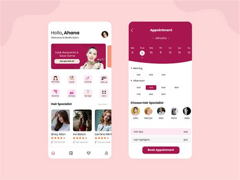 Salon And Beauty Services Mobile App Design Mobile App Design Hair