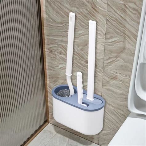 Buy Wall Hanging TPR Toilet Brush With Holder Set Silicone Bristles For