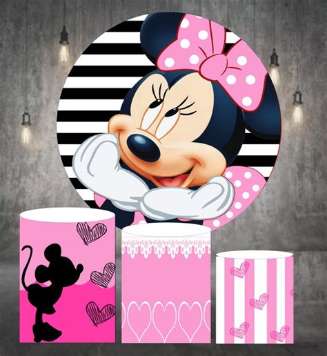 PAINEL MINNIE ROSA 1 20 TRIO DE FAIXAS EM LONA no Elo7 DECORA LÁ