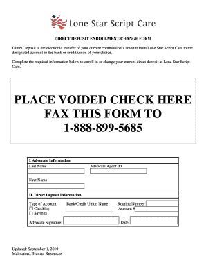 Fillable Online PLACE VOIDED CHECK HERE FAX THIS FORM TO 1 888 899 5685