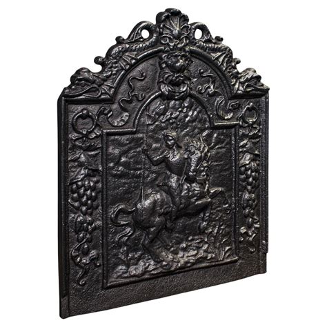 Antique Relief Fire Back English Iron Fireplace Carolean Revival