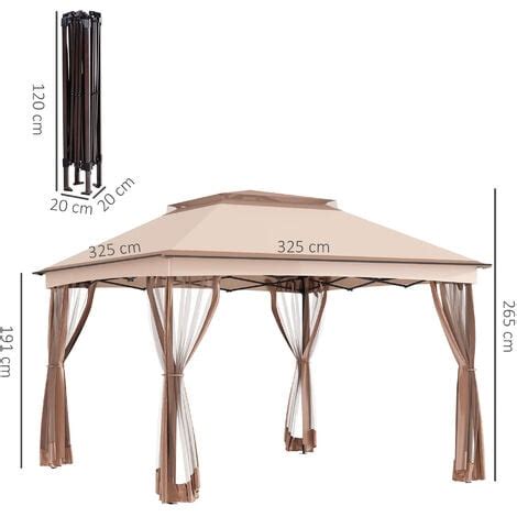 Outsunny Gazebo Da Giardino Pieghevole Con Zanzariera Impermeabile