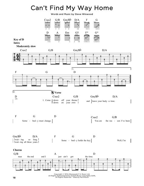 Can T Find My Way Home By Blind Faith Guitar Cheat Sheet Guitar