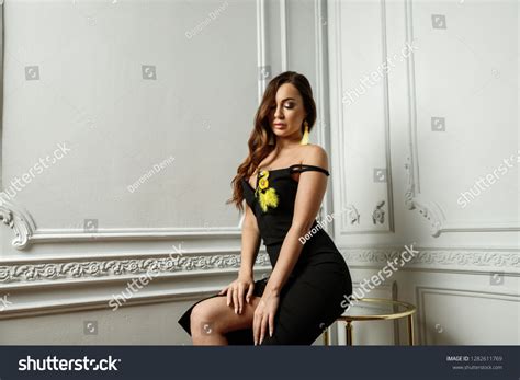 Beautiful Sexy Brunette Girl Dress Posing Stock Photo Shutterstock