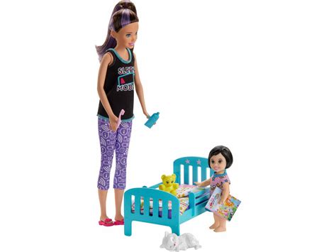 Acheter Barbie Famille Coffret Heure Du Coucher Avec Poup E Skipper