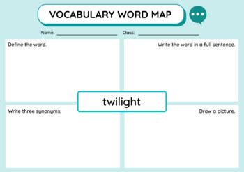 English Vocabulary Word Map Graphic Organizer - Editable in Canva