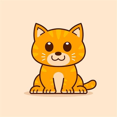 Premium Vector Cute Tabby Cat Sitting Down Illustration