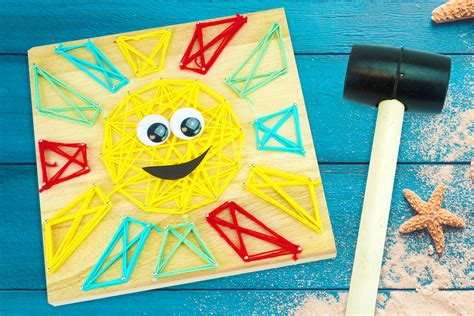 Soleil String art Activités manuelles Été 10 Doigts