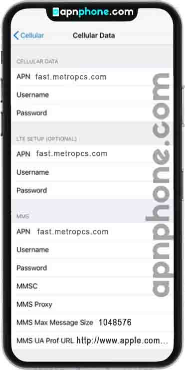 MetroPCS APN Settings Android IPhone 5G 2024