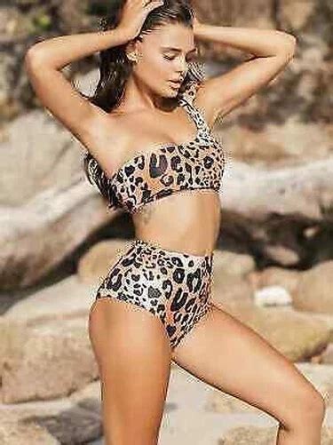 MODE MER COSTUME Deux Pièces Bikini Culottes Beige Asymétrique Animal 6061 EUR 40 37 PicClick FR