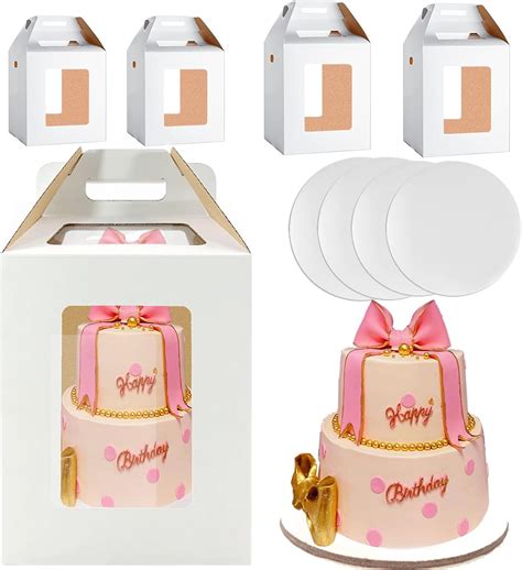 Geelyda Tall Cake Boxes With Tri Handle And Windows Pcs Cake