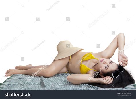 Portrait Asian Woman Wearing Yellow Bikini Stock Photo 226174594 Shutterstock