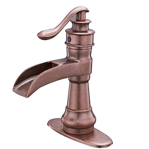 Bwe Copper Waterfall Bathroom Sink Faucet Single Handle Hole Lever Deck Mount Lavatory