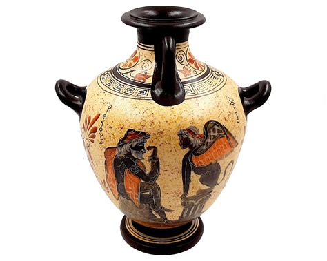 Greek Pottery Vase,3 Handle Hydria 26cm ,aegeus With Pythia,oedipus and ...