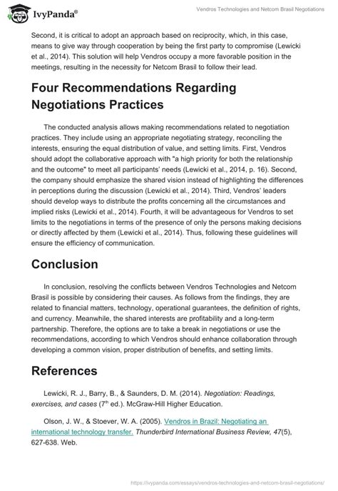 Vendros Technologies Netcom Brasil Negotiations Words Report