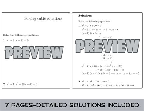 Solving Cubic Equations Worksheet No 2 With Solutions Teaching