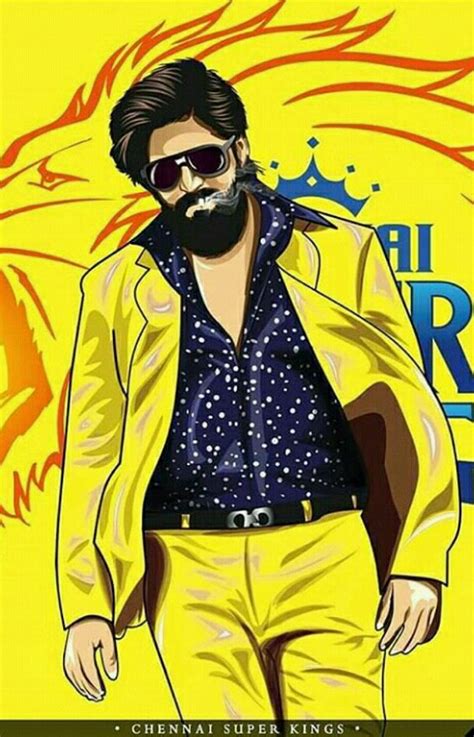 Yash Csk Anime Actitud Super Reyes De Chennai Ipl Kgf Kgf