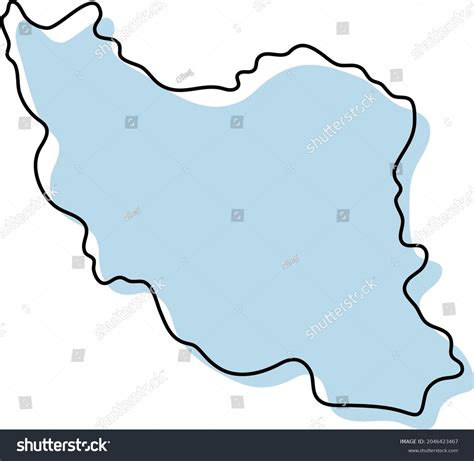 Stylized Simple Outline Map Of Iran Icon Blue Royalty Free Stock