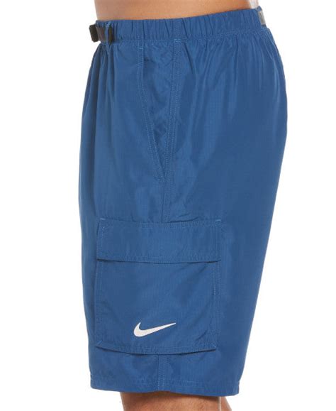 Nike Swim Men S Belted Packable 9 Volley Swim Shorts Dk Marina Blue