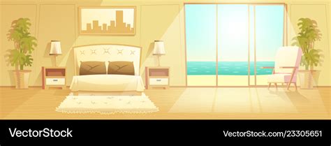 Luxury Resort Hotel Room Interior Cartoon Vector Image