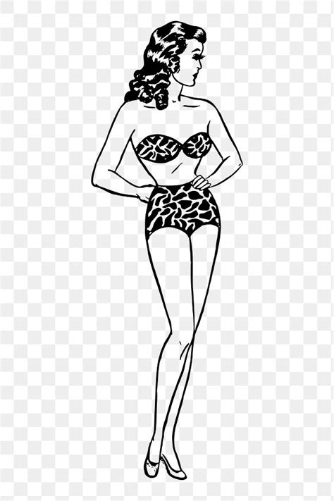 Woman Bikini Png Sticker Retro Free PNG Rawpixel