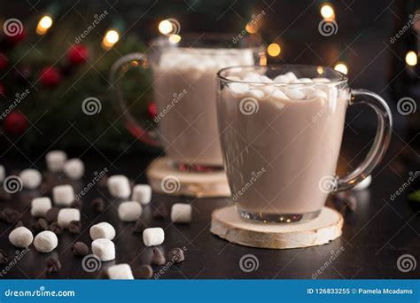 Hot Chocolate On A Table Set For The Holidays Stock Image Image Of Transparent Clear