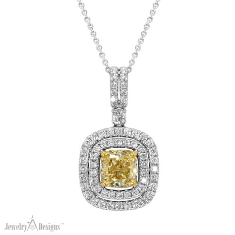 Cushion Cut Yellow Diamond Necklace - Jewelry Designs Blog