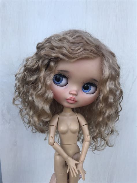Blythe Wig On Scalp Rbl Tbl Blonde Bouncy Natural Curls Blythe Doll Wig Reroot Scalp Mohair