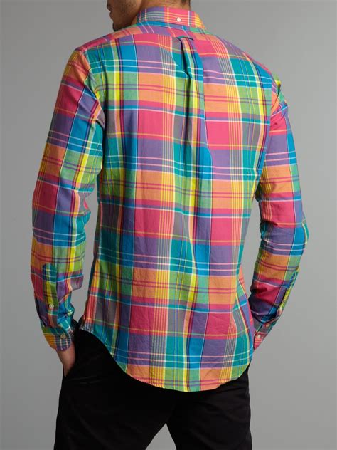 Polo Ralph Lauren Multicolor Slim Fit Bright Plaid Shirt For Men Lyst Shirt Outfit Men